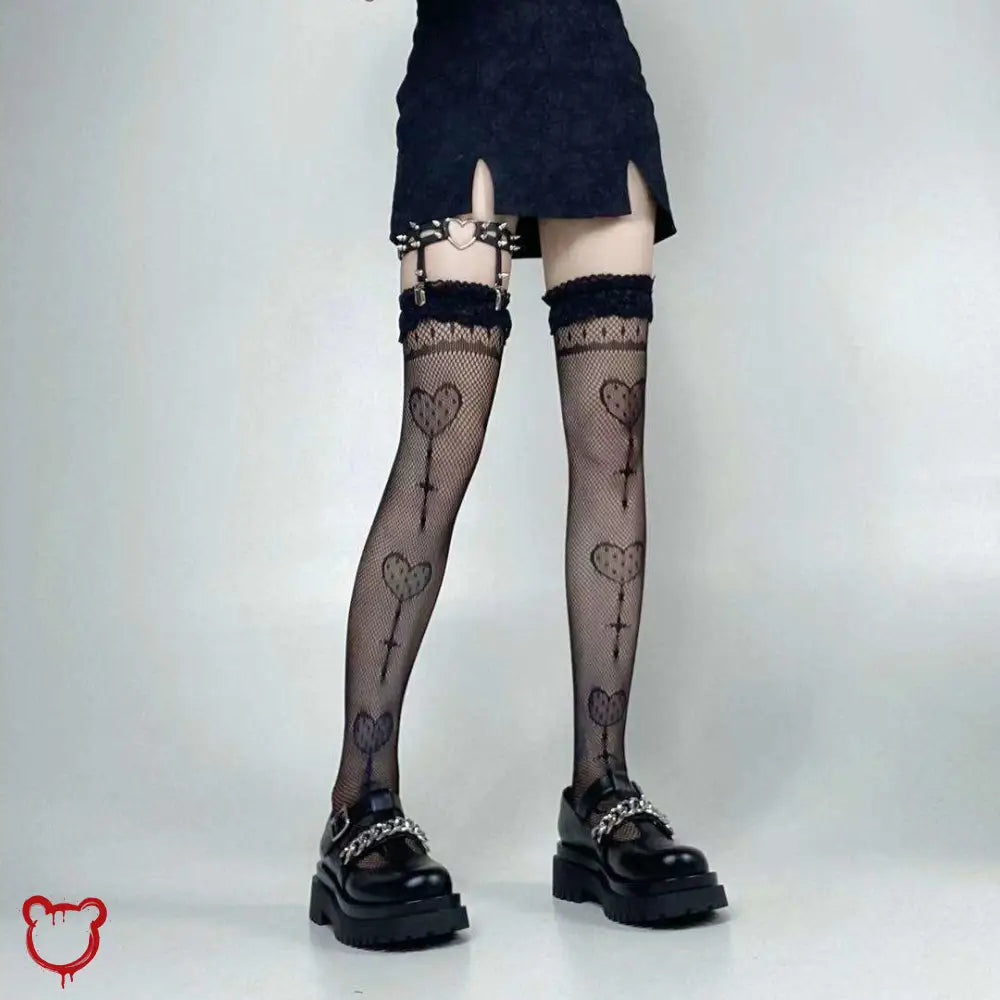 Black Lace Gothic Lolita Socks by The Cursed Closet