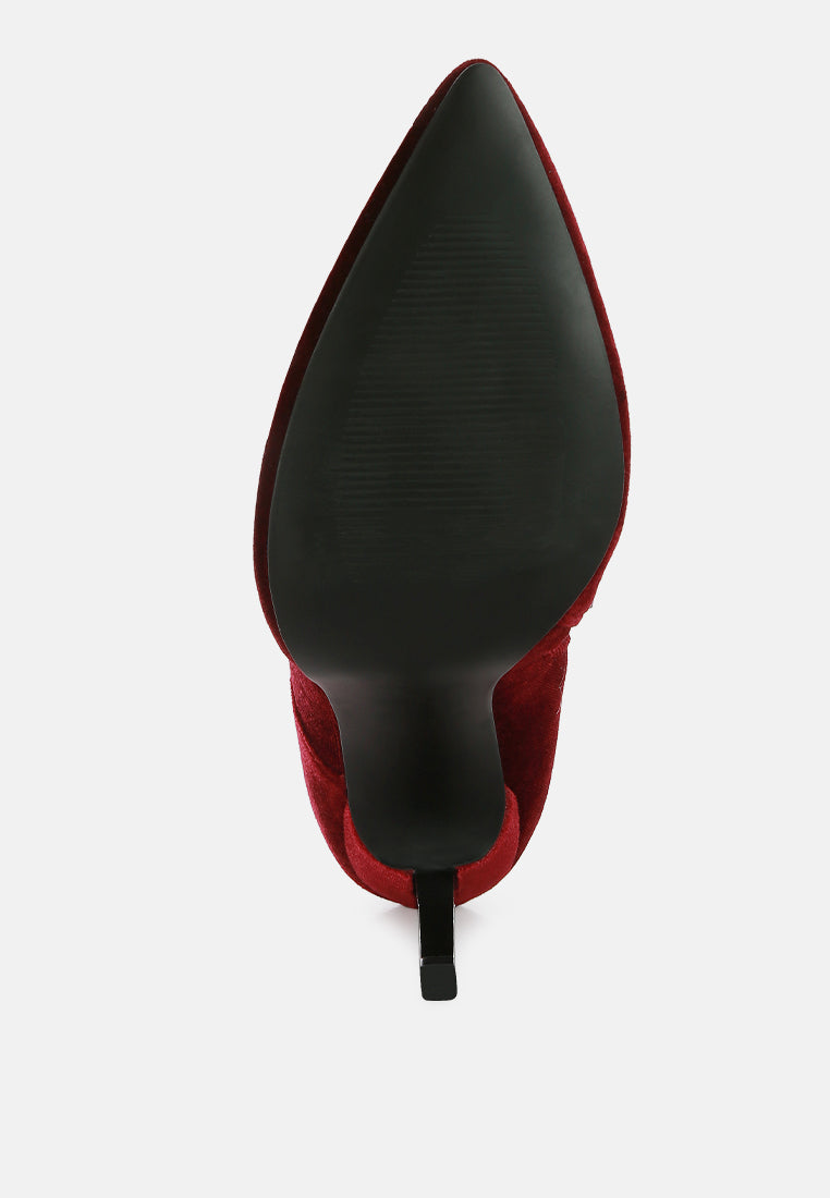 Velvet High Heeled Velvet Boots by RAG