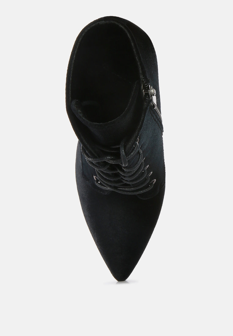 Velvet High Heeled Velvet Boots by RAG