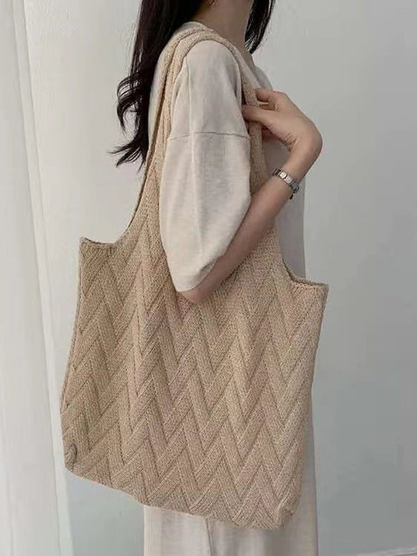 Casual Weave Solid Color Bags Accessories by migunica