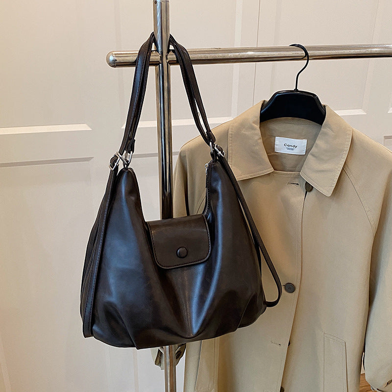 Relaxed Faux-Leather Shoulder Bag