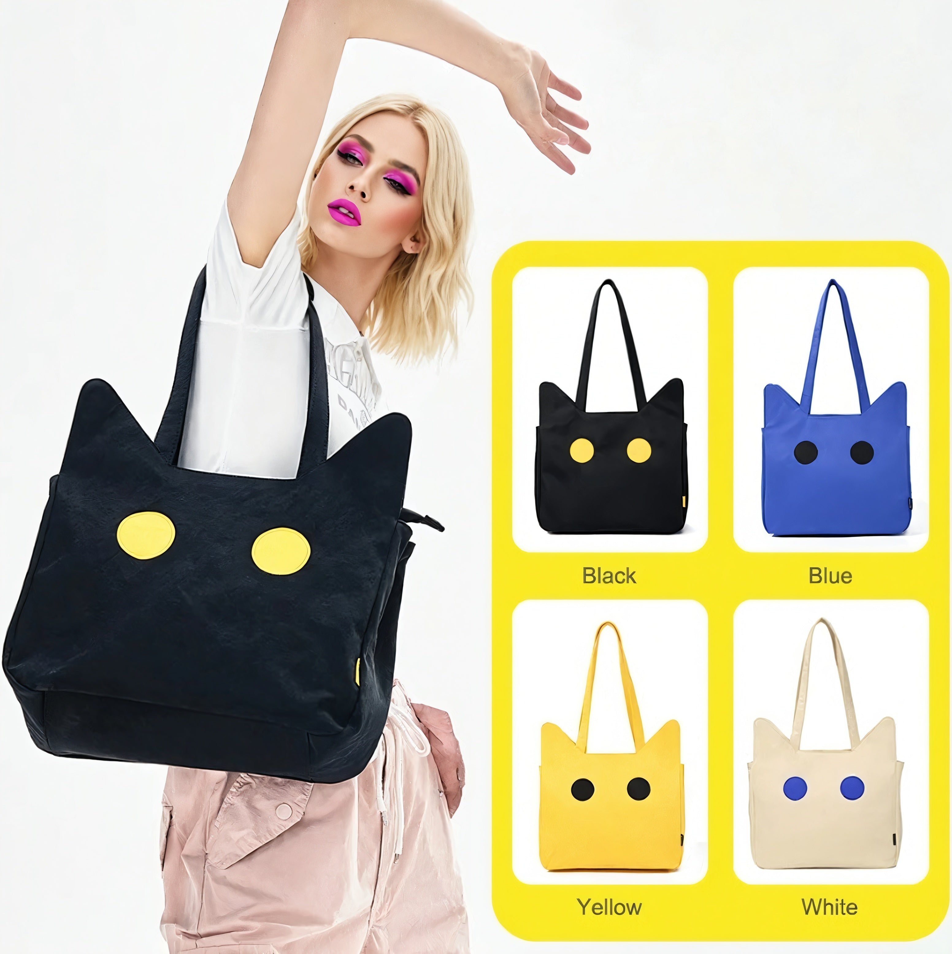 Catitude Tote Bag - side profile view