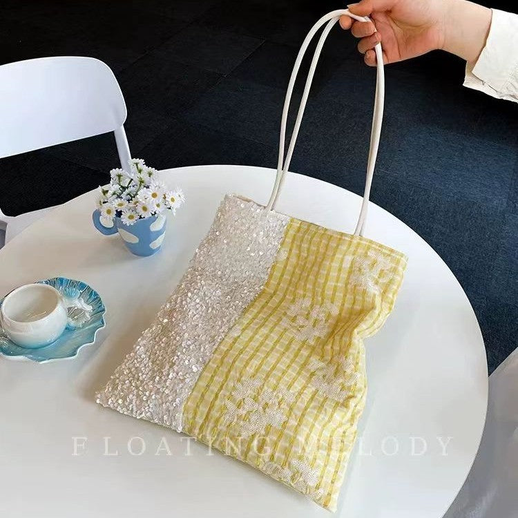 Checkers & Sparkle Bag - open interior view showing bag capacity