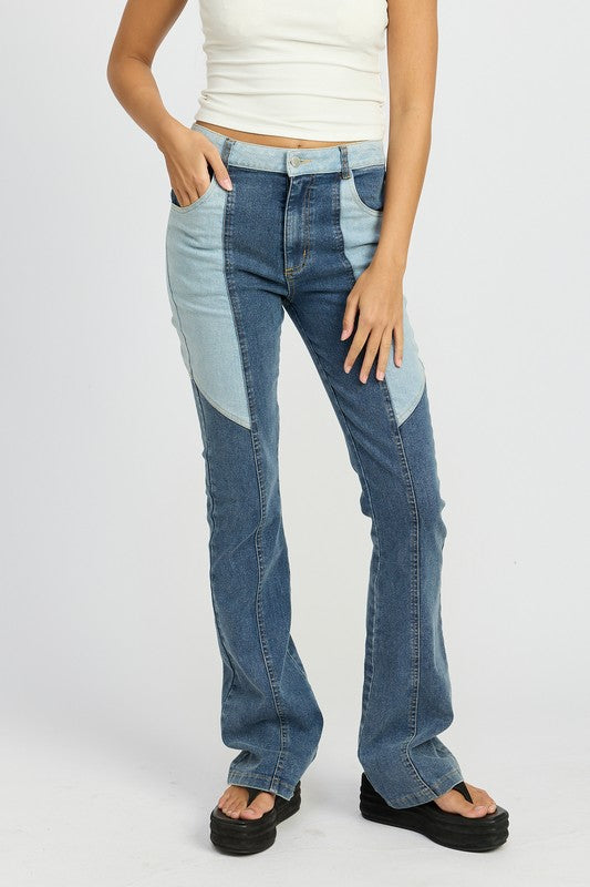 Color Block Wide Leg Pants - front view