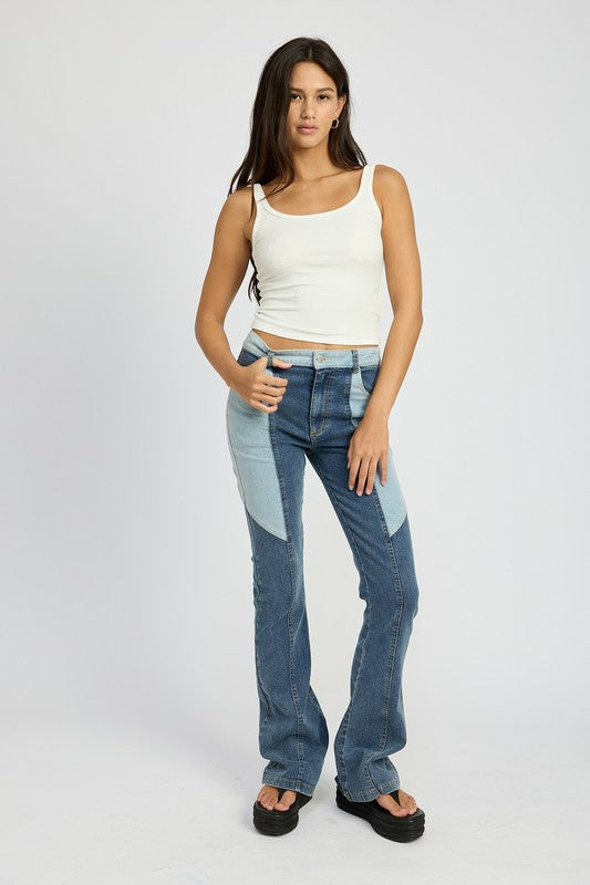 Color Block Wide Leg Pants - side profile view