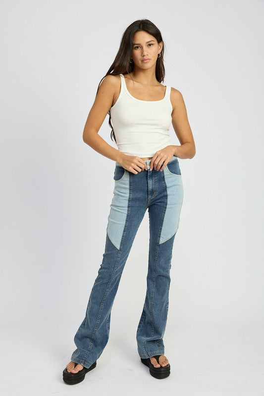 Color Block Wide Leg Pants - detail close-up