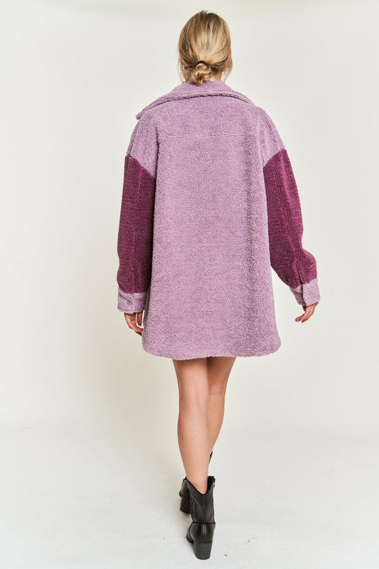 Colorblock Sherpa Jacket - texture and fabric detail