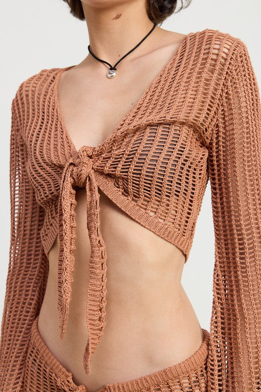 Crochet Cropped Top with Front Tie - back view