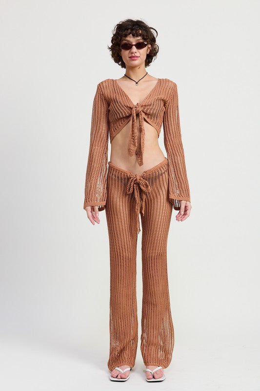 Crochet Cropped Top with Front Tie - styled outfit view