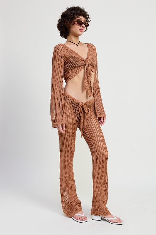 Crochet Cropped Top with Front Tie - flat lay