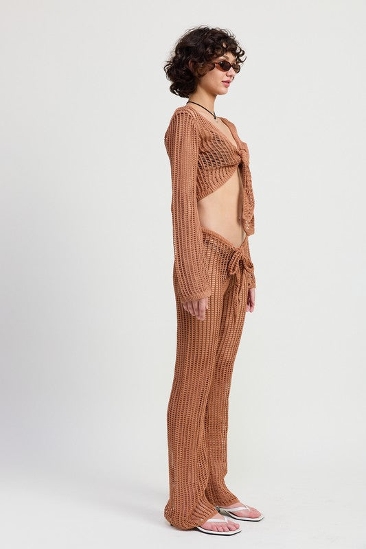 Crochet Cropped Top with Front Tie - alternate angle