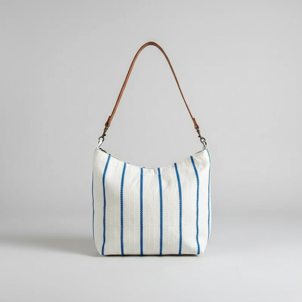 Daydream Stripe Tote - side profile view showing structured shape and handles