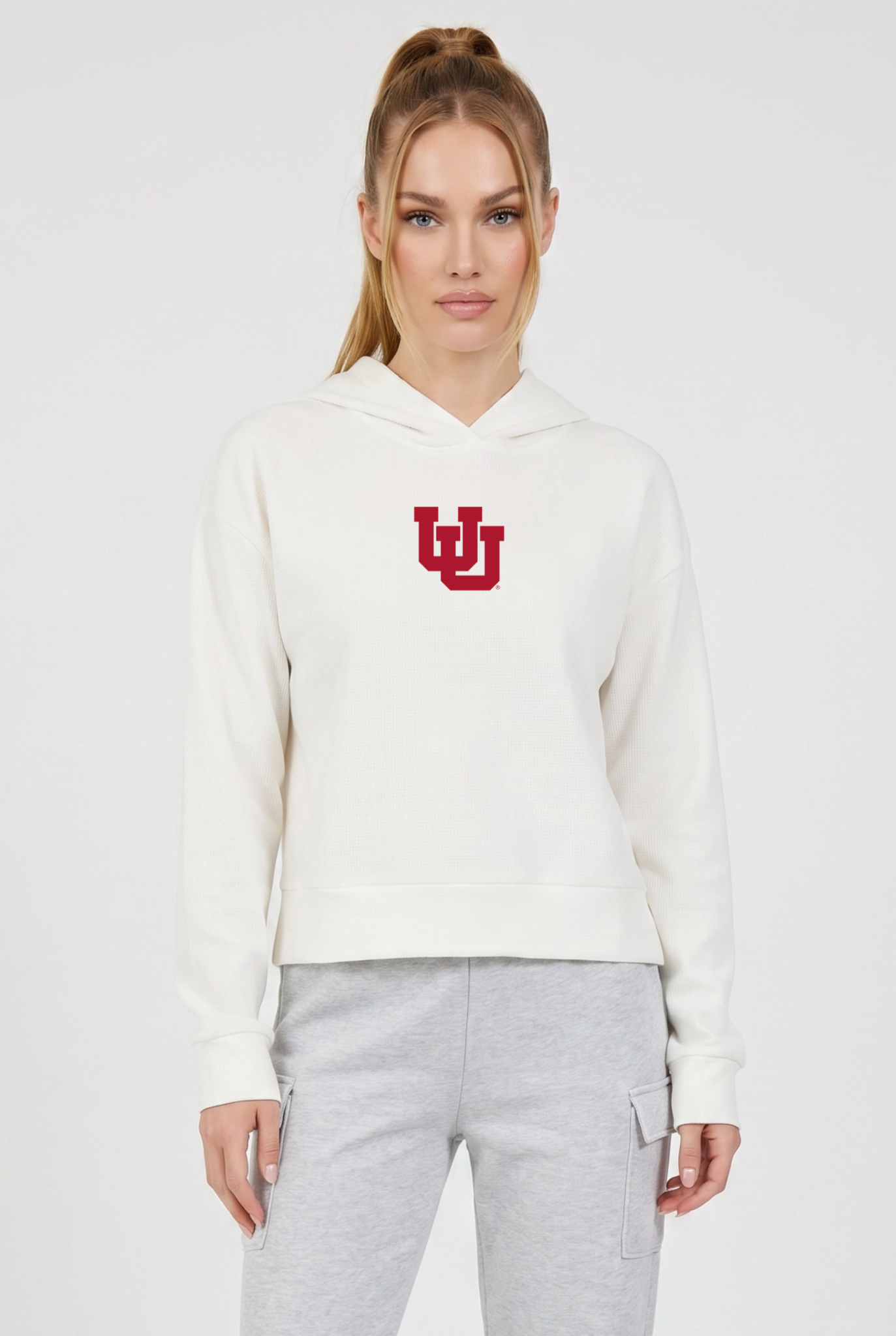Kadi Relaxed Fit Waffle Hoodie Coconut Cream Utah