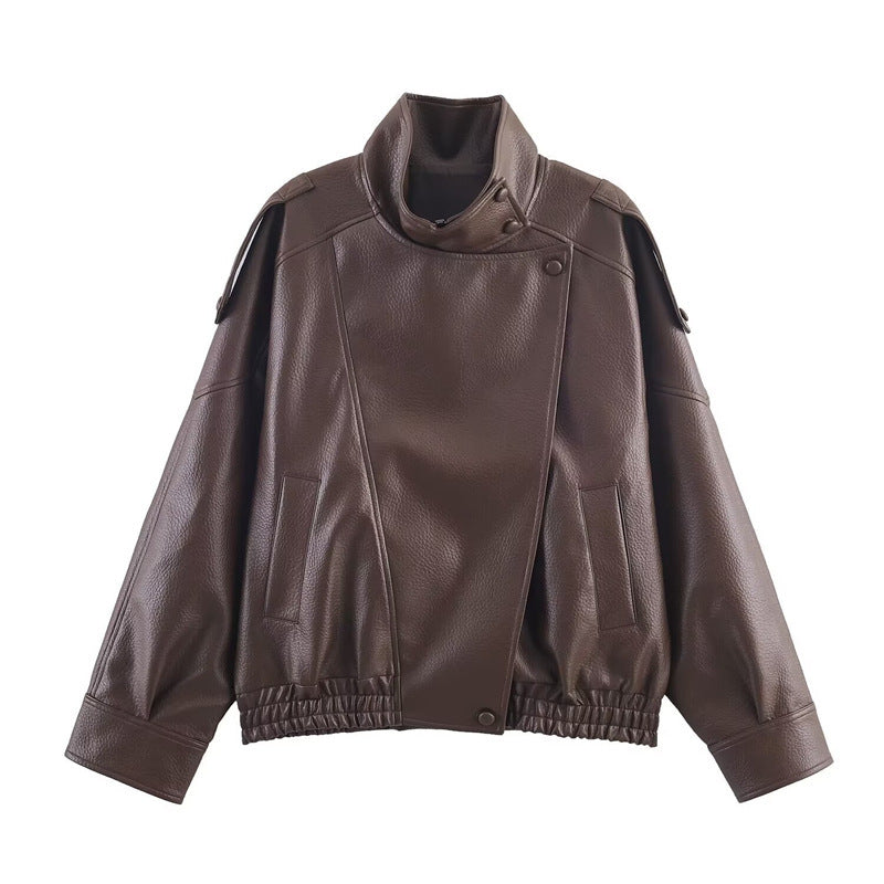 Vintage Moto Faux-Leather Biker Jacket