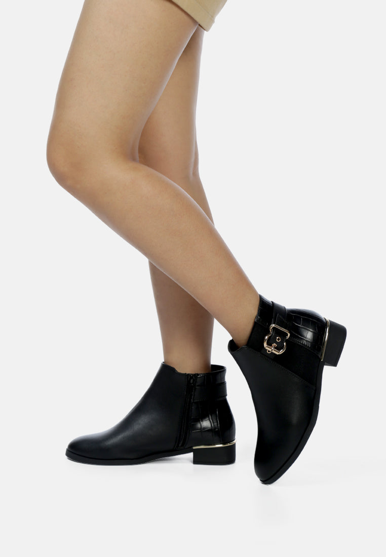 Buckled Faux Leather Ankle Boot by MODE