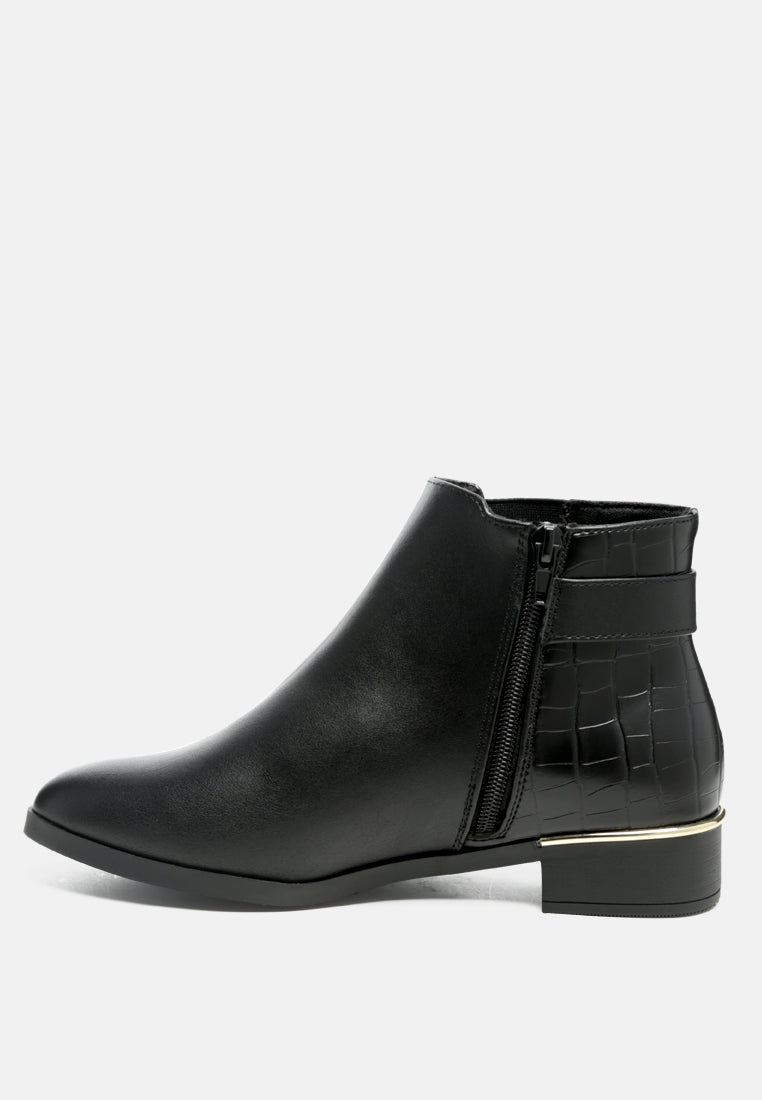 Buckled Faux Leather Ankle Boot by MODE