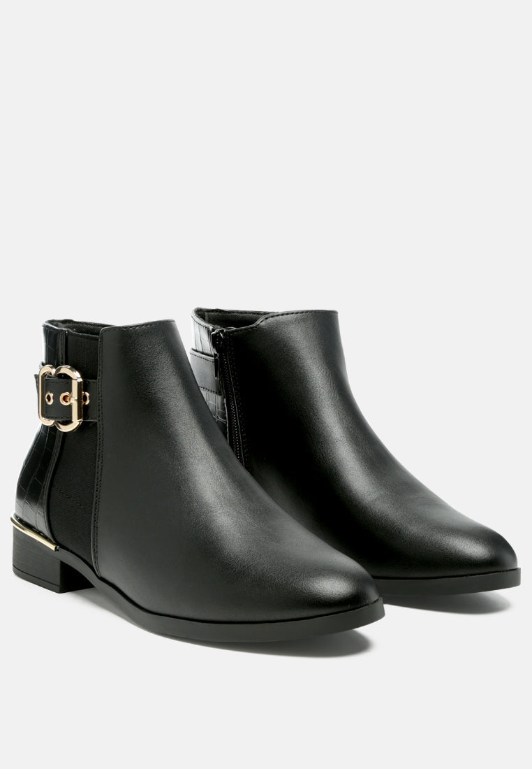 Buckled Faux Leather Ankle Boot by MODE