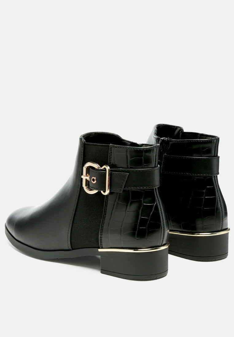 Buckled Faux Leather Ankle Boot by MODE