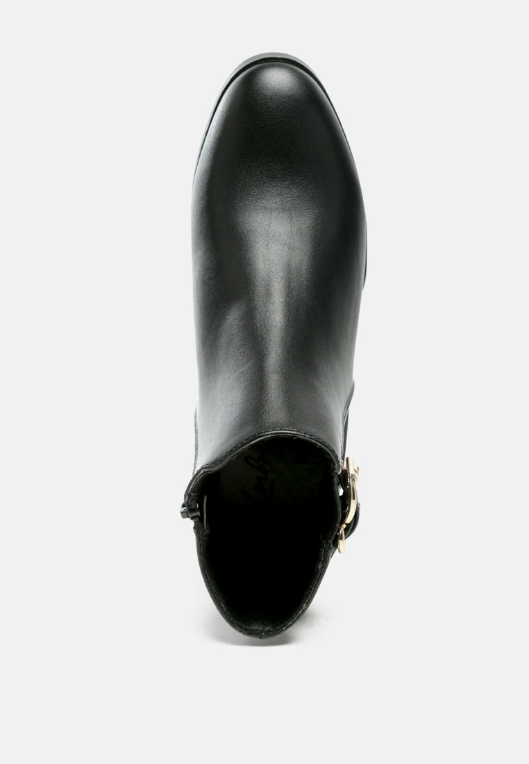 Buckled Faux Leather Ankle Boot by MODE