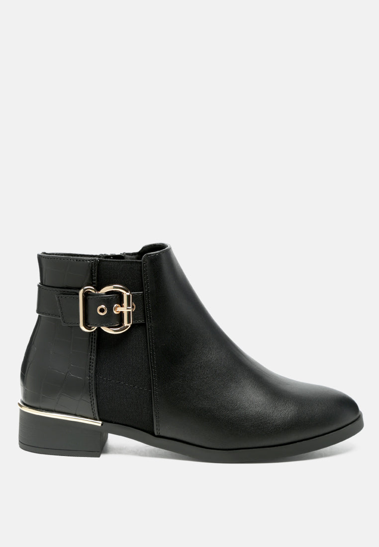 Buckled Faux Leather Ankle Boot by MODE
