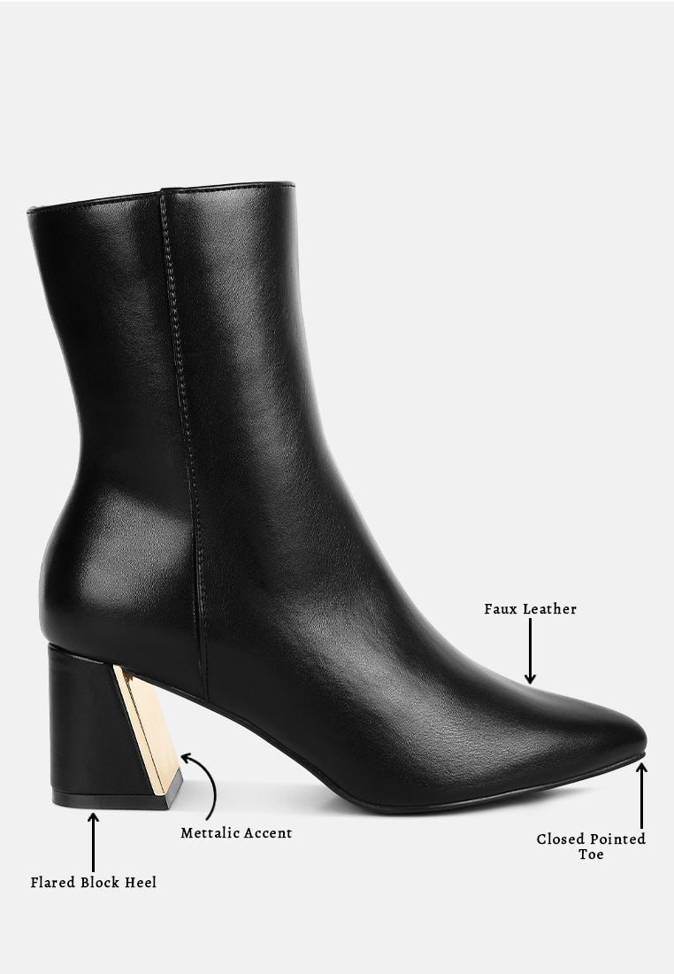 Metallic Accent Heel High Ankle Boots by MODE
