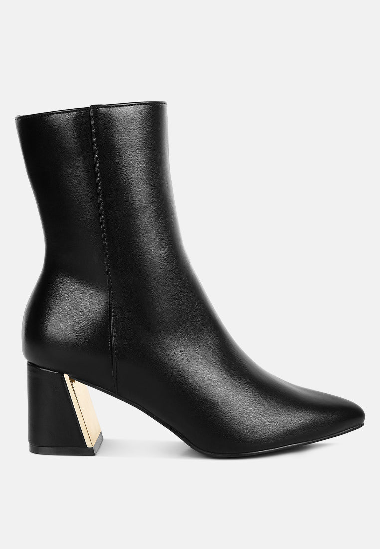 Metallic Accent Heel High Ankle Boots by MODE