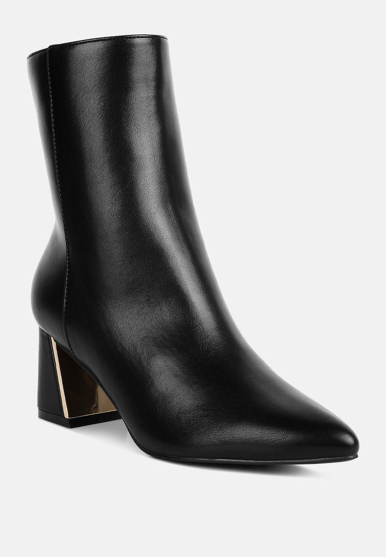Metallic Accent Heel High Ankle Boots by MODE
