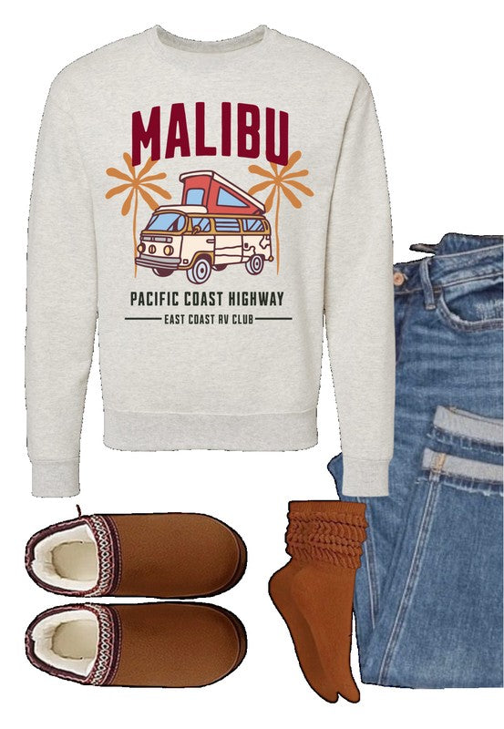 Malibu East Coast RV Club Crew Neck Sweatshirt - styled outfit view