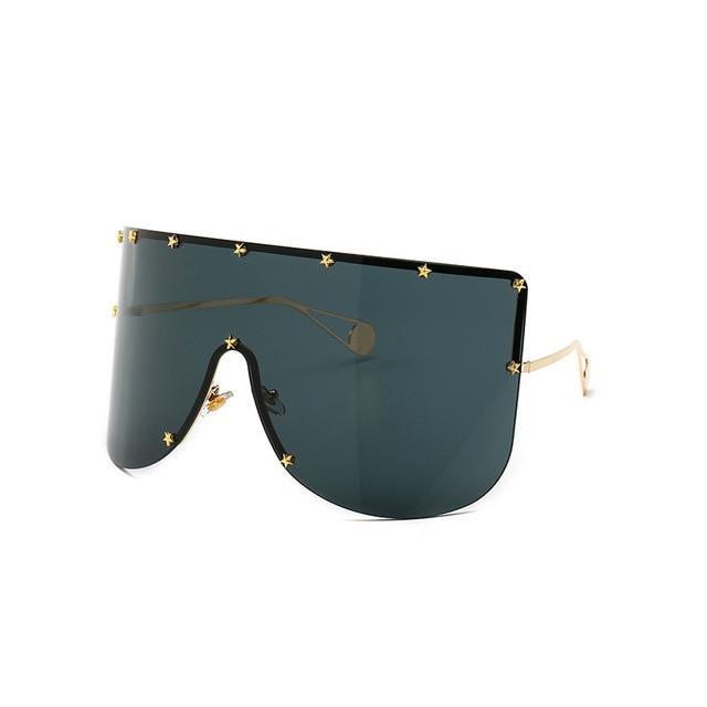 Elaiza Oversized Sunglasses - Gold Gray by Marigold Shadows