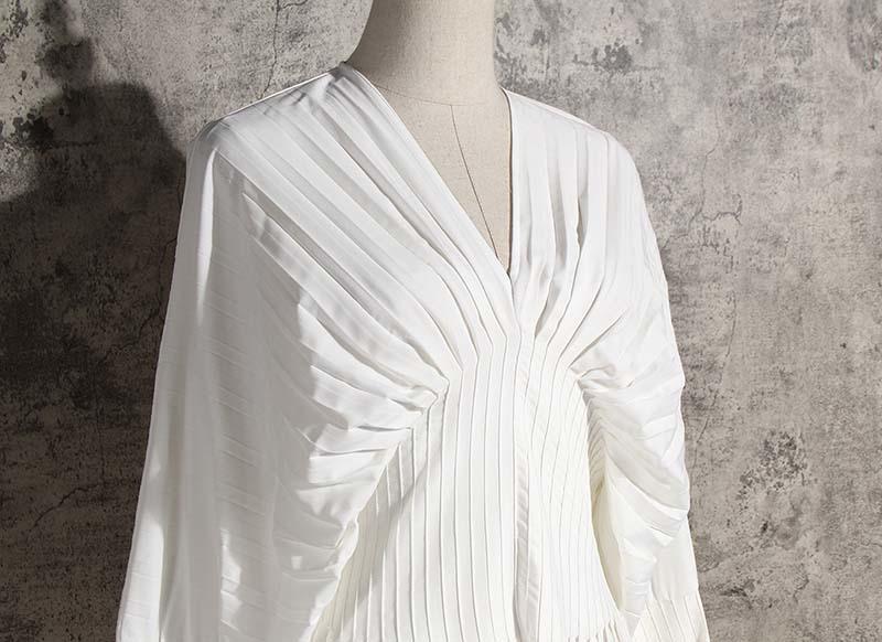 Sakiya Pleated Long Sleeve Shirt Dress - White by Marigold Shadows