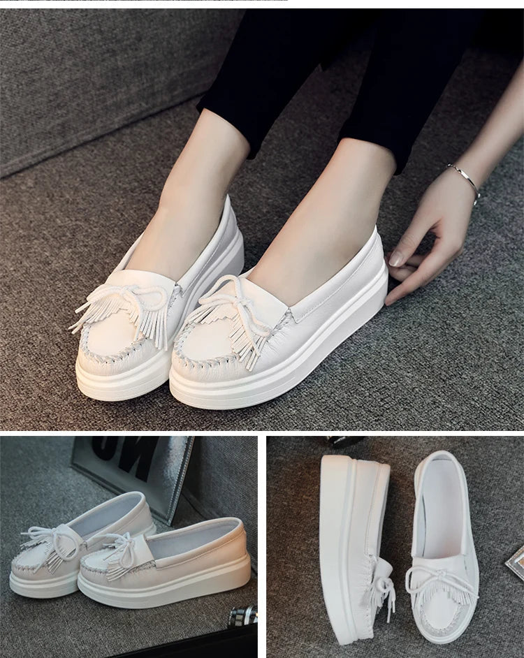 Marigold Shadows BOOT *** Moeerue Platform Mocassins - White