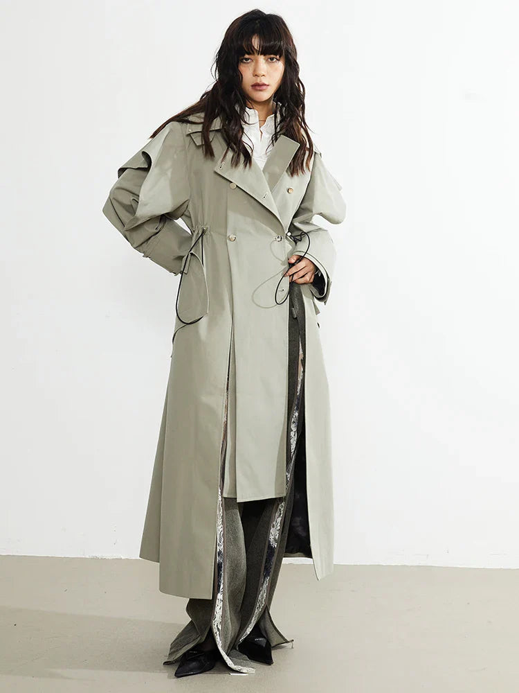 Atadi Drawstring Trench Coat by Marigold Shadows