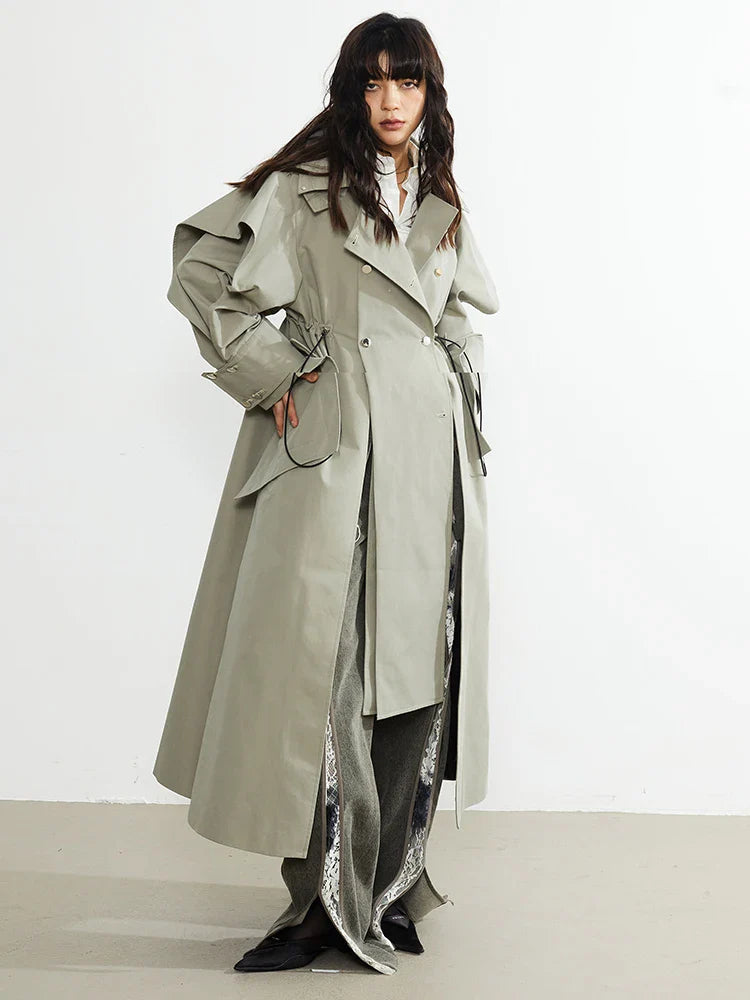 Atadi Drawstring Trench Coat by Marigold Shadows