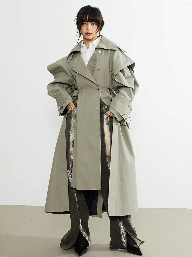 Atadi Drawstring Trench Coat by Marigold Shadows