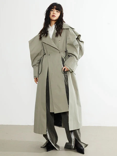 Atadi Drawstring Trench Coat by Marigold Shadows