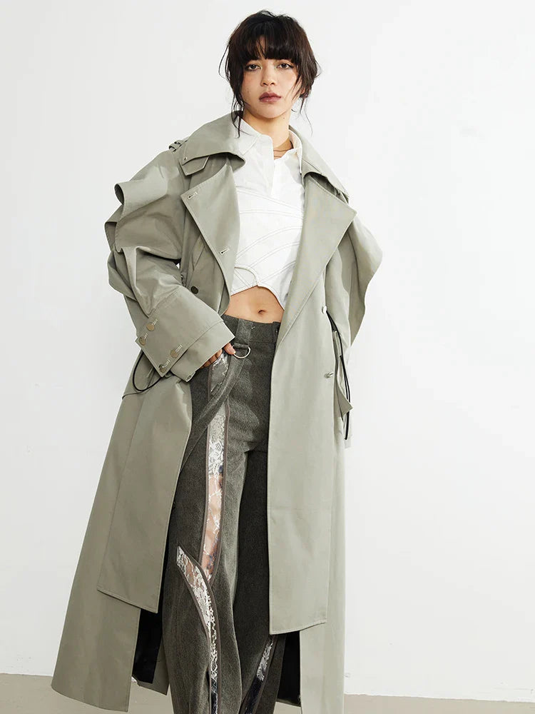 Atadi Drawstring Trench Coat by Marigold Shadows