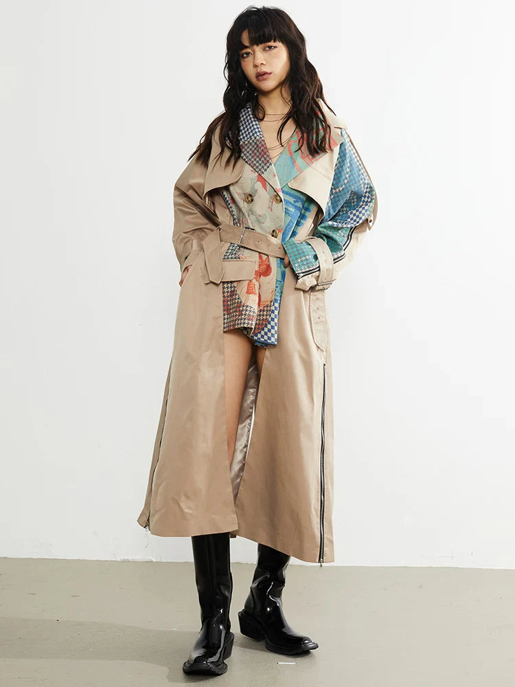 Draciey Printed Trench Coat by Marigold Shadows