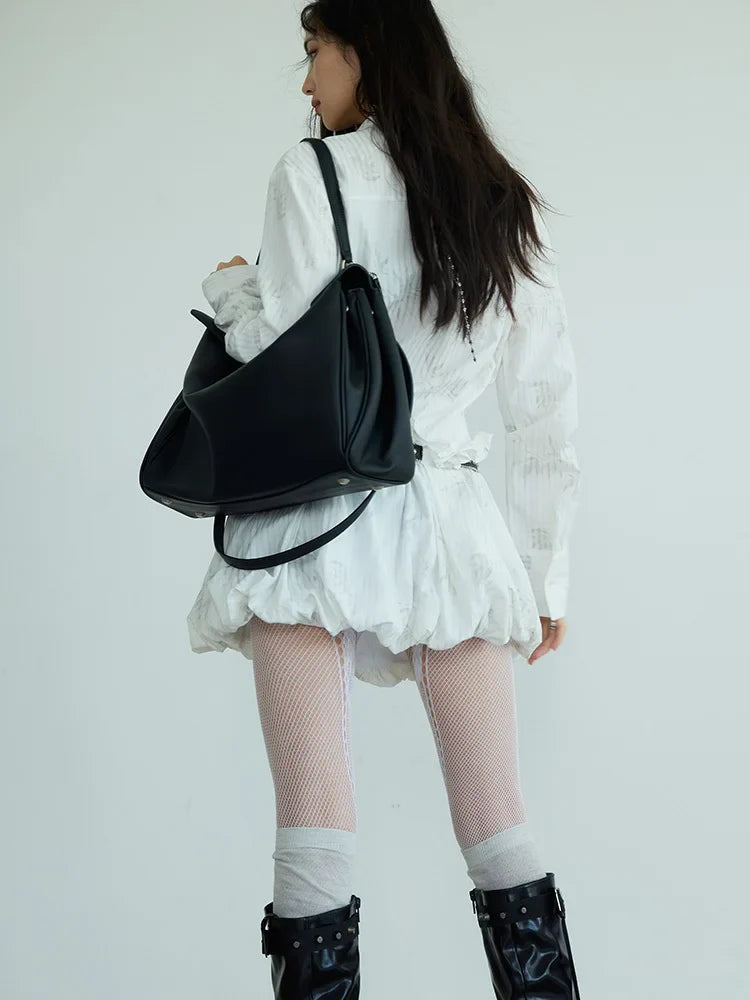 Marigold Shadows Dresses *** Peechu Button Up Puff Dress