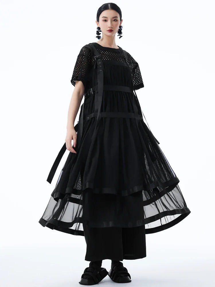 Marigold Shadows Dresses *** Sarigossion Sheer Layered Dress