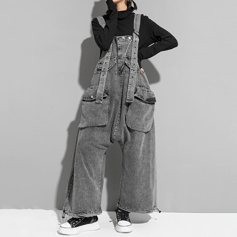 Rie High Waisted Pocket Denim Overalls by Marigold Shadows