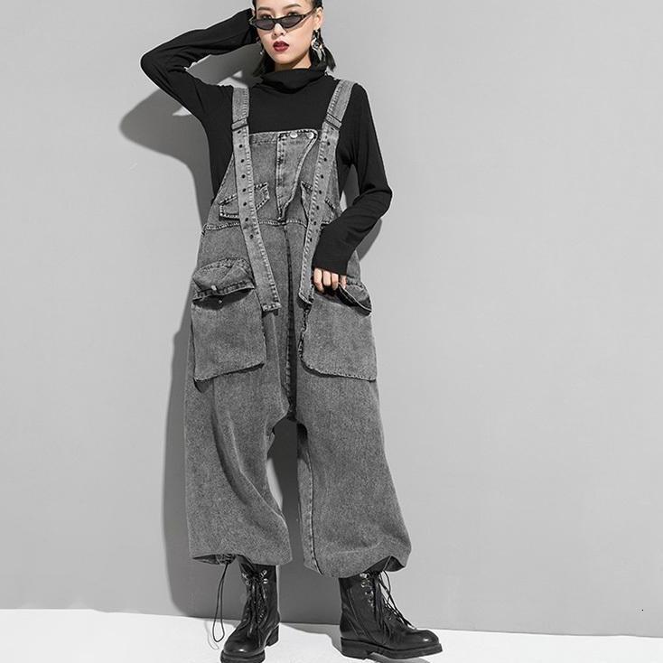 Rie High Waisted Pocket Denim Overalls by Marigold Shadows