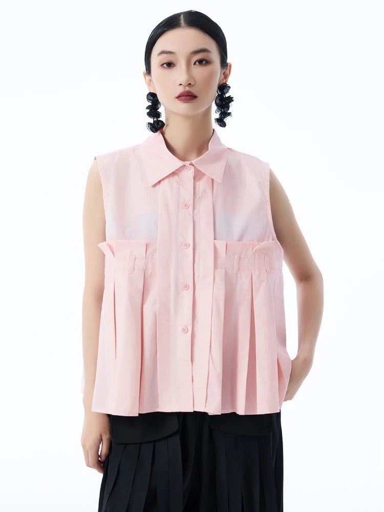 Marigold Shadows Shirts ***Marchh Pleated Tank