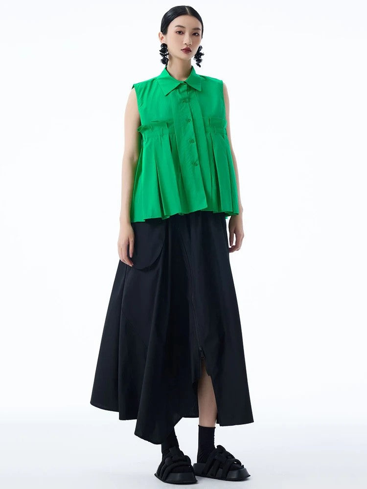 Marigold Shadows Shirts ***Marchh Pleated Tank