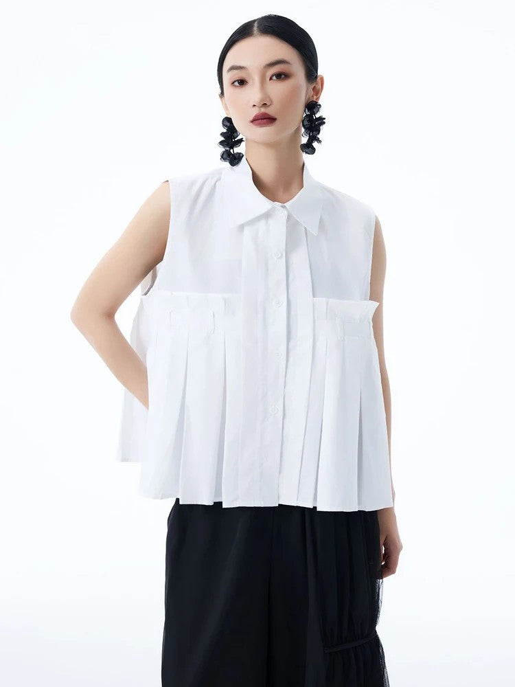 Marigold Shadows Shirts ***Marchh Pleated Tank