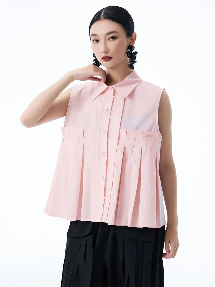 Marigold Shadows Shirts ***Marchh Pleated Tank
