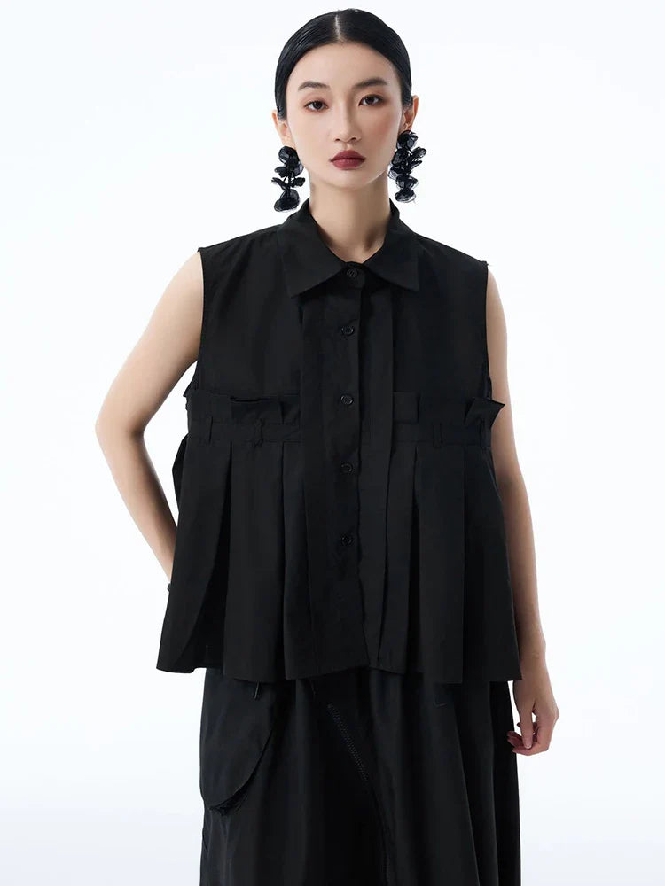 Marigold Shadows Shirts ***Marchh Pleated Tank