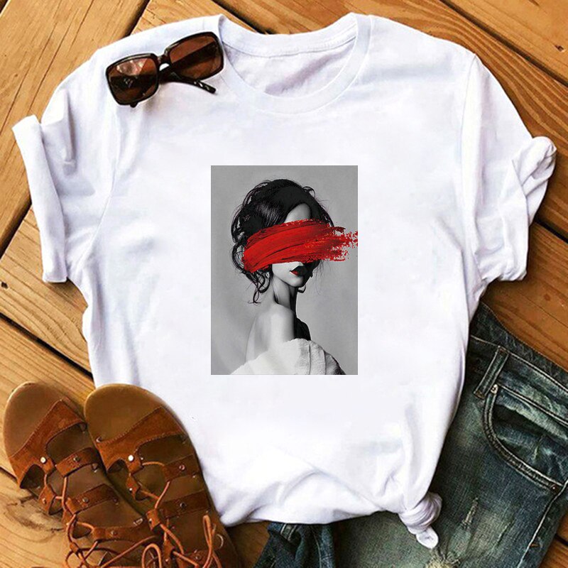 Red Paint Printed T-Shirt by Marigold Shadows