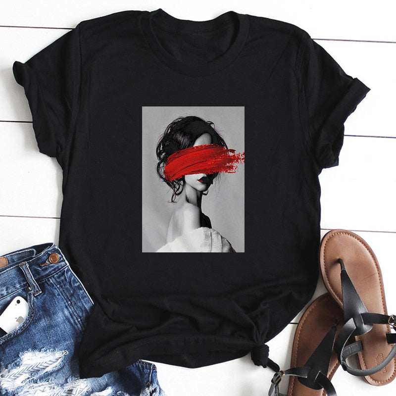 Red Paint Printed T-Shirt by Marigold Shadows