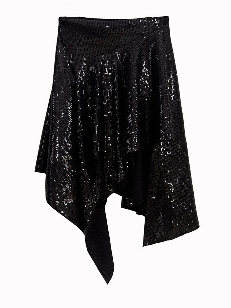 Bracadi Asymmetrical Sequin Skirt by Marigold Shadows