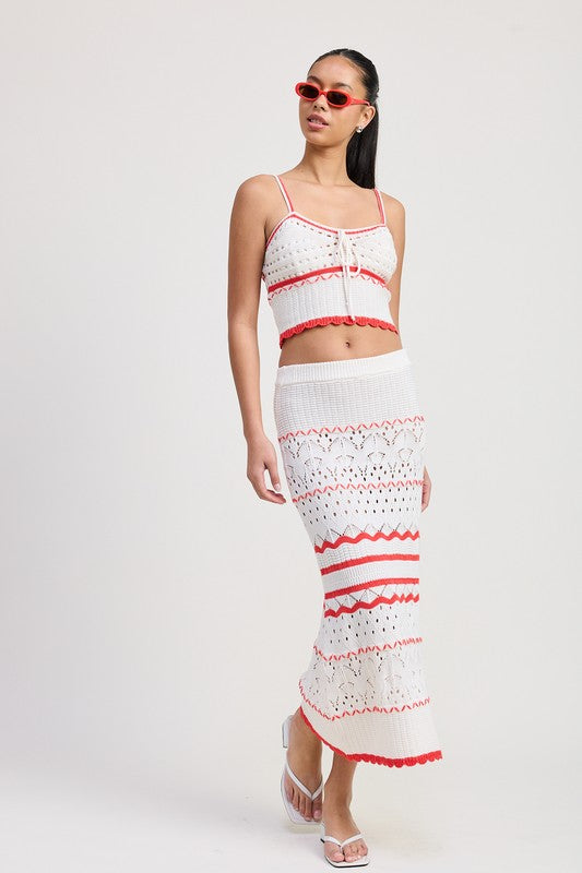 Maxi Crochet Skirt - side profile view